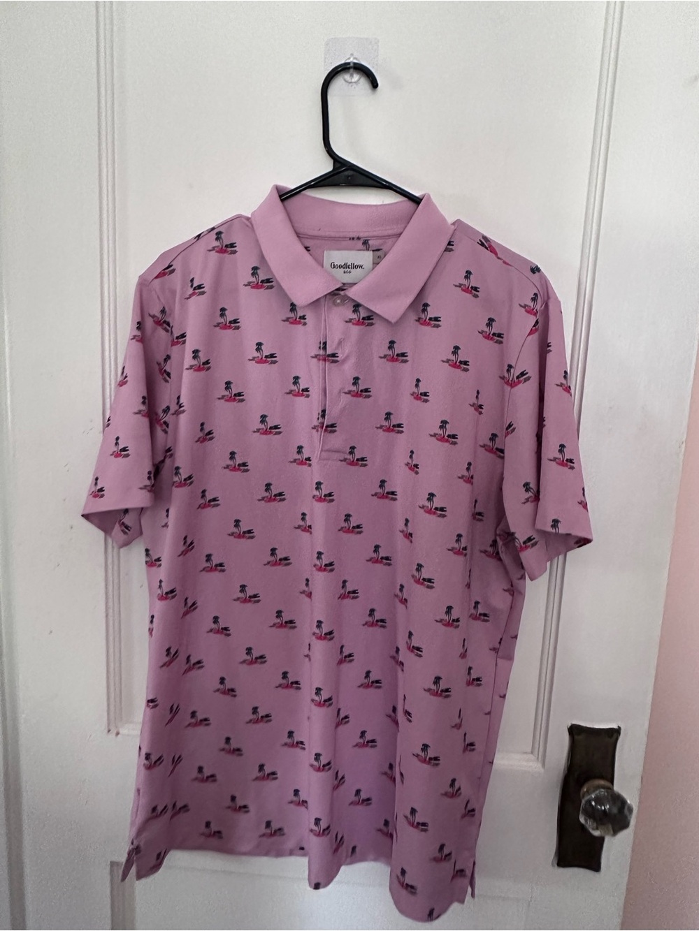 Goodfellow & Co Mauve Polo with Micro Surf Print XL